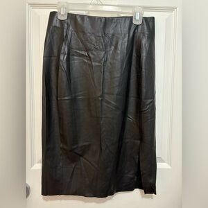 LOFT midi Black faux Leather Skirt